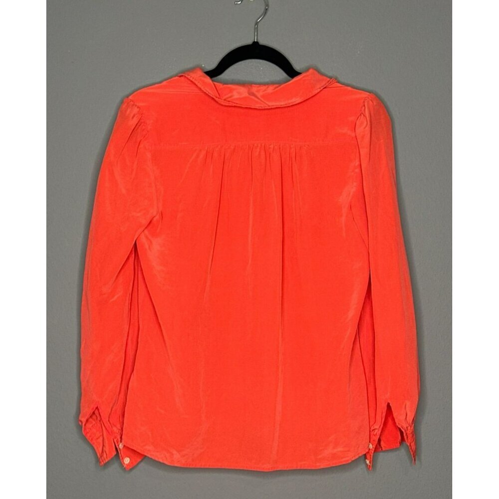 J CREW Women’s 4 Coral LUCINDA Silk Long Sleeve Button Up Top Blouse - Picture 2 of 12